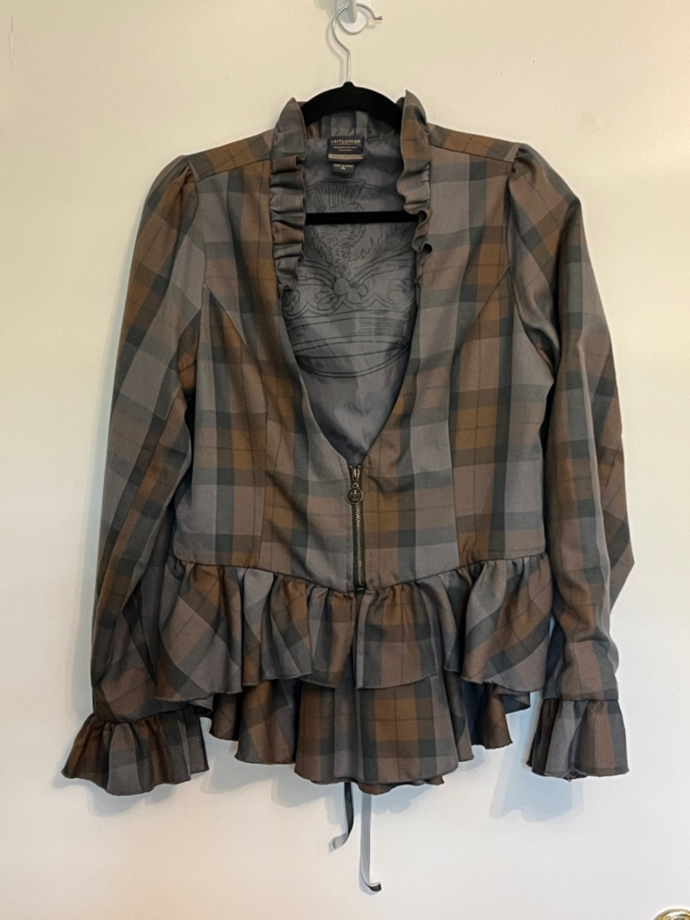 Hot Topic Outlander Corset Tartan Plaid Laced Peplum Jacket XL